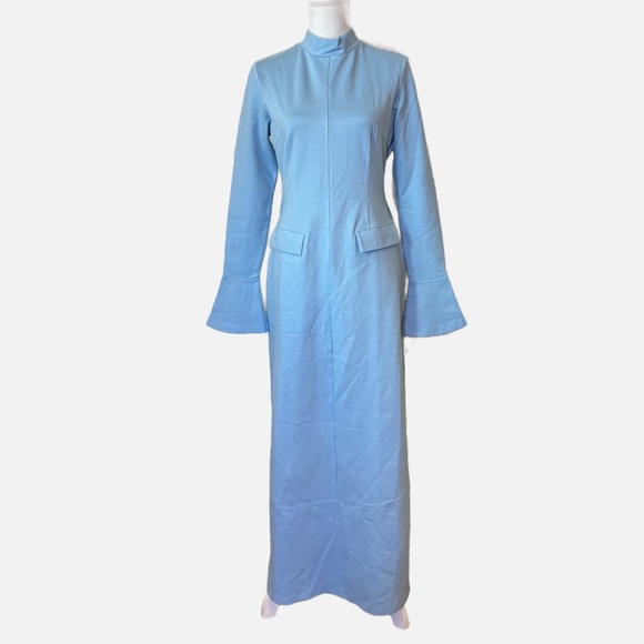 Batul The Collection NWT Talia Baby Blue Modesty Long Sleeve Maxi Dress Large - Picture 11 of 13